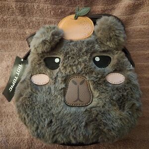Capybara Furry Crossbody Bag Plush Furry Purse Fur Bag Shoulder Bag Brown New
